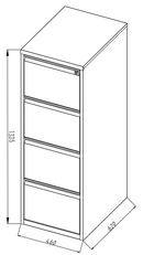 Archivador metalico 4 gabetas ajustable A4/FC5 anti-inclinación cerradura central 1330x456x620mm