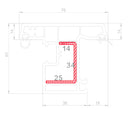Refuerzo de Acero 1.2mm Perfil "U" 14×34×25mm para Hoja de ventana apertura externa Serie abatible UPView 60mm HAT002 5.9m