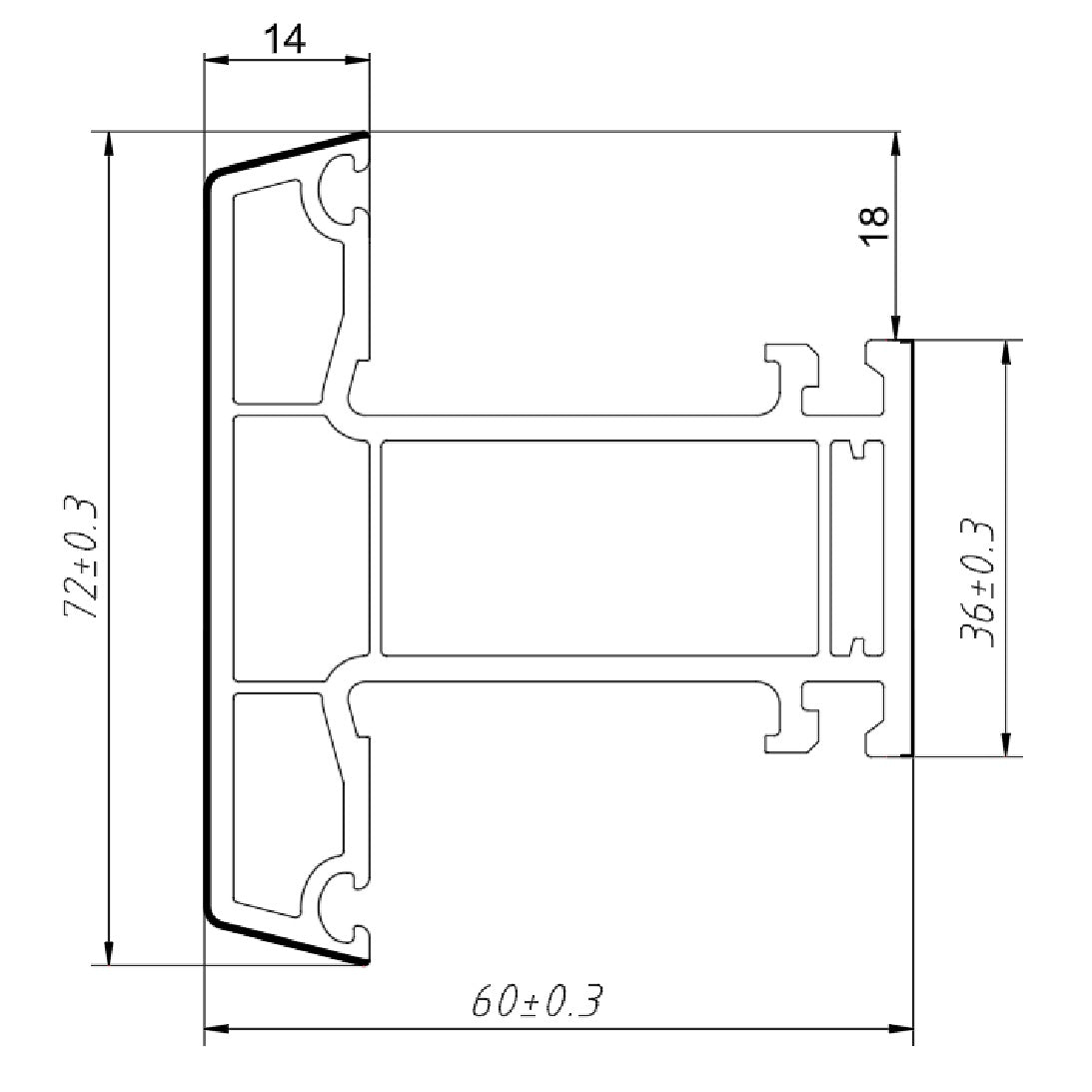 Perfil UPVC Pilastra travesaño apertura Externa 60mm Serie abatible UPView Carbone Espesor 2.5mm Largo 5.85m Color Blanco Microtexturizado