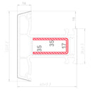 Refuerzo de Acero 1.2mm Perfil "U" 35×17×35mm para Pilastra HAT004 Serie abatible UPView 60mm  5.9m