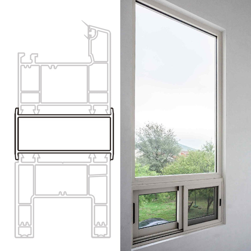Perfil unión UPVC adaptador rectangular 60mm Serie abatible UPView Carbone Espesor 2.5mm Largo 5.85m Color Blanco Microtexturizado