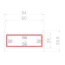 Refuerzo de Acero 1.2mm Perfil rectangular 20x56mm para Perfil Union HAT006 Serie abatible UPView 60mm  5.9m