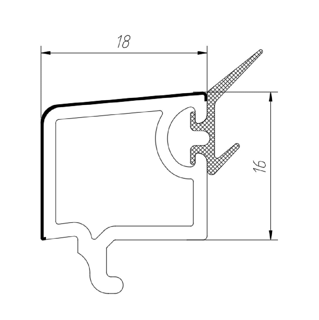 Perfil Junquillo recto UPVC envidriador insulado 18 mm Serie abatible 60mm UPView Carbone Espesor 1.6mm Largo 5.85m Color Marron Chocolate