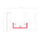 Refuerzo de Acero 1.2mm Perfil "U" 14×38×14mm para Marco perimetral HAT011 Serie Corredera Carbone UPView 80mm 5.9m