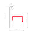 Refuerzo de Acero 1.2mm Perfil "U" 14×38×14mm para Hoja ventana corredera HAT012 Serie Corredera Carbone UPView 80mm 5.9m