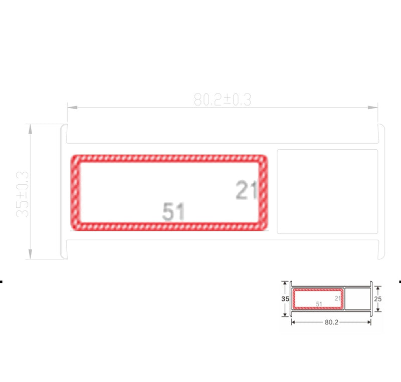 Refuerzo de Acero 1.2mm Perfil rectangular 21X51mm para Perfil Union HAT016 Serie Corredera UPView Carbone 80 mm  5.9m