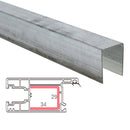 Refuerzo de Acero 1.2mm Perfil "U" 34x29x34mm para Hoja Puerta Ventana HAT023 Serie Corredera Carbone UPView 60mm 5.9m