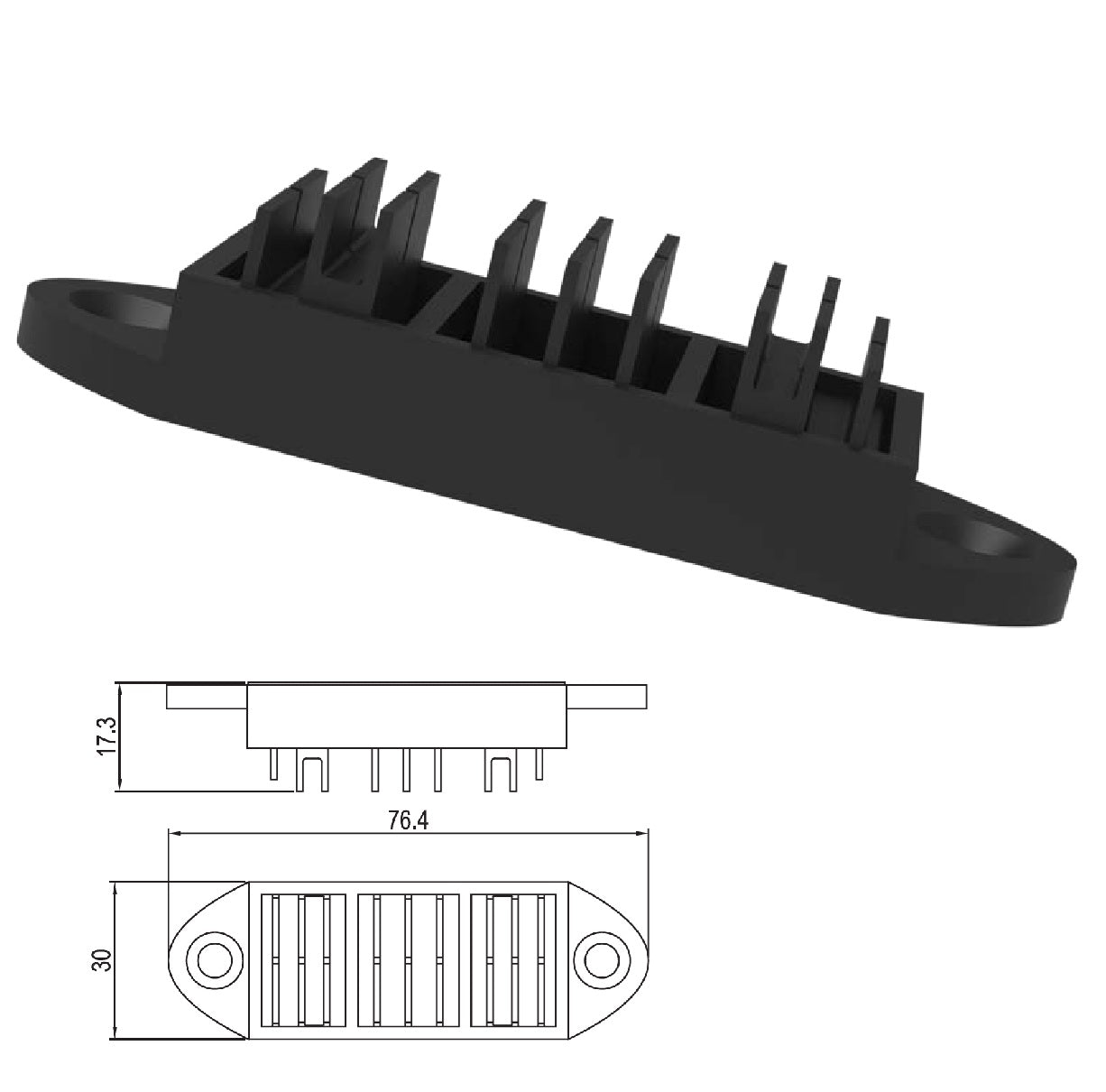Tope NEGRO de seguridad antirrobo para ventanas corredizas de perfiles uPVC Evita aperturas no deseadas, Anti-Theft Piece 76.4mm uPVC