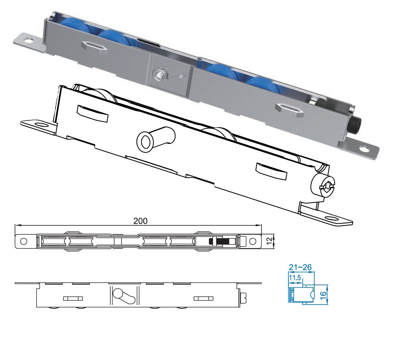 Rodachín rueda rodaja Ajustable para Ventanas uPVC – Carga 160 kg el Par, Alta calidad