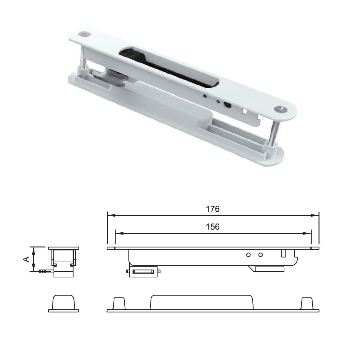 Cerradura Manual Cierre embutido de Doble Cara para Ventanas uPVC y Aluminio color blanco