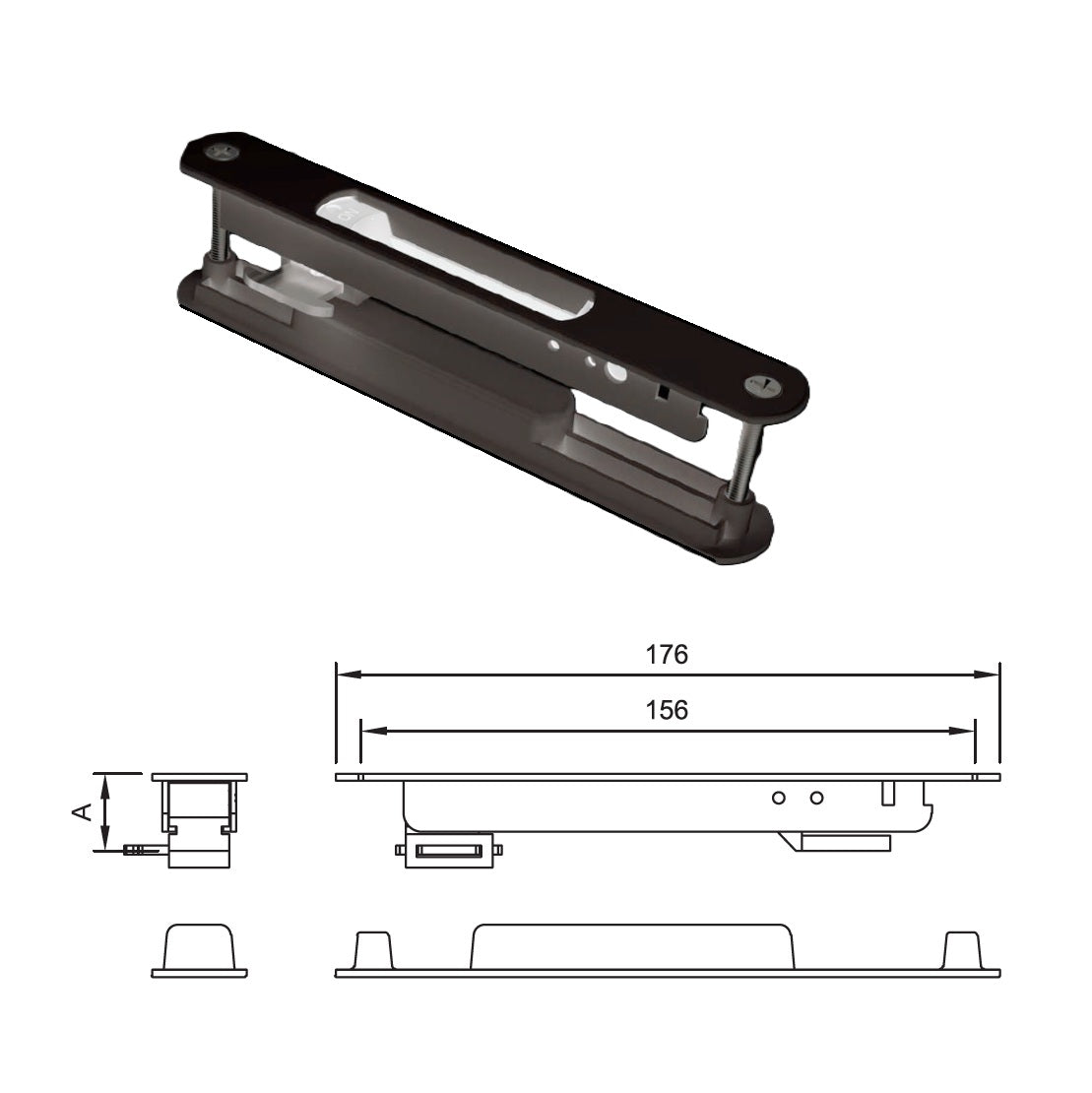 Cerradura Manual Cierre embutido de Doble Cara para Ventanas uPVC y Aluminio color NEGRO