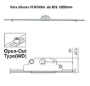 Barra de transmisión Para Ventanas apertura externa proyección uPVC y Aluminio (altura max. 801-1000 mm)