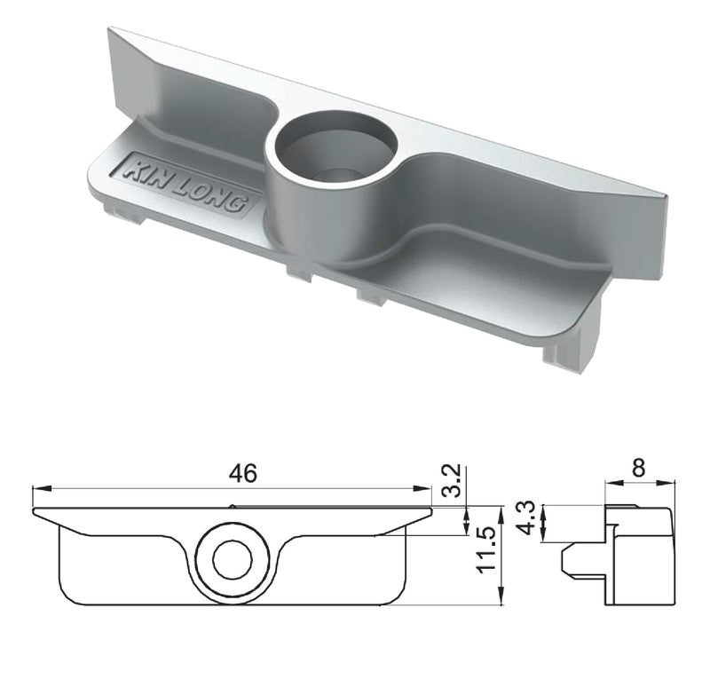 Recibidor de cierre Placa de Bloqueo con Ranura en U para Puertas y Ventanas uPVC