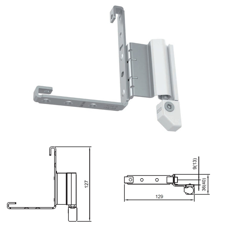 Bisagra Inferior Izquierda para Ventana abatible uPVC apertura interior Color BLANCO