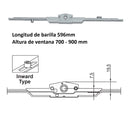 Barra de transmisión Para Ventanas apertura Oscilobatiente uPVC y Aluminio (altura max. 701-900 mm)