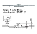 Barra de transmisión Para Ventanas apertura Oscilobatiente uPVC y Aluminio (altura max. 1201-1600mm)