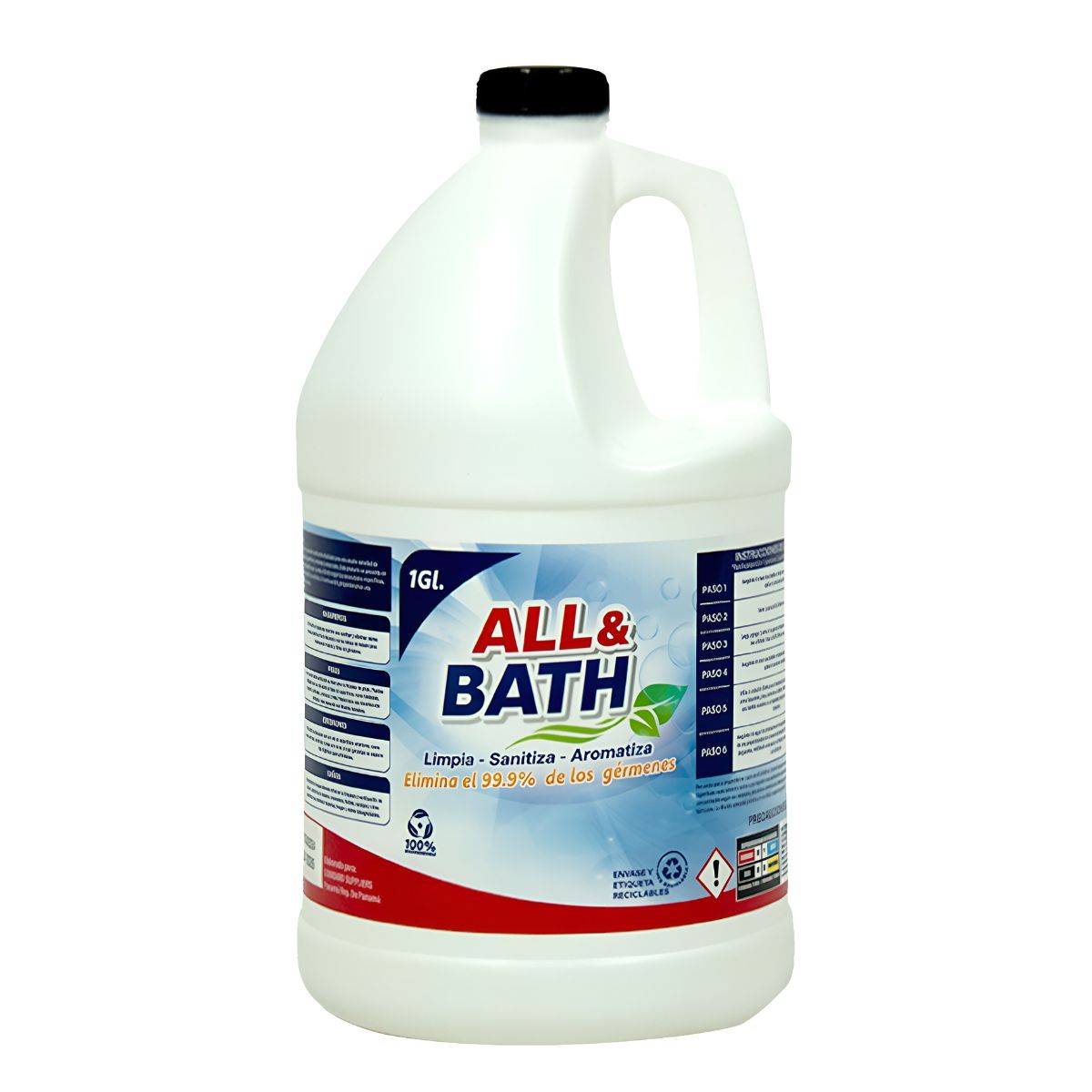 Limpiador con amonio cuaternario All & Bath, 1 Galón. Poderoso Desinfectante.