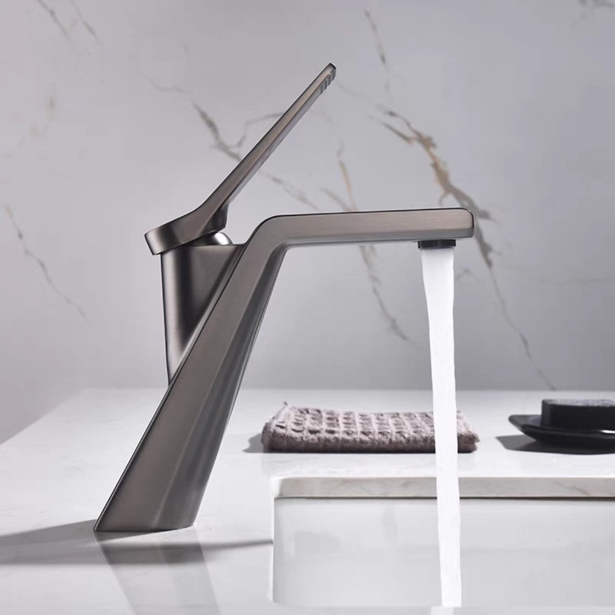 Grifo para lavamanos 25 cm Monomando pluma lavabo Gris Mate de alta calidad