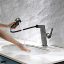 Grifo para lavamanos 29 cm Monomando manguera extraible pluma lavabo Gris mate de alta calidad