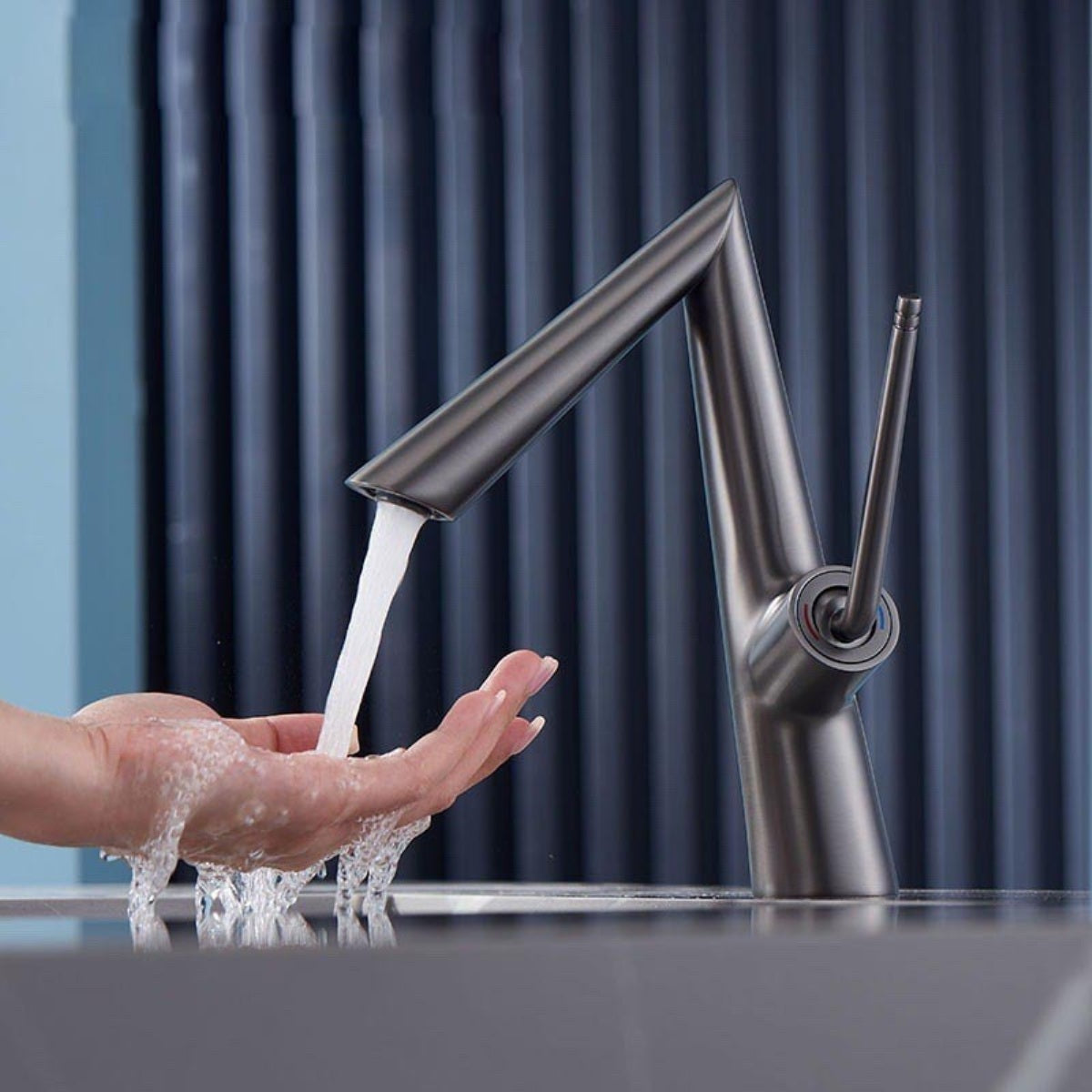 Grifo para lavamanos 27 cm Monomando pluma lavabo Gris mate de alta calidad