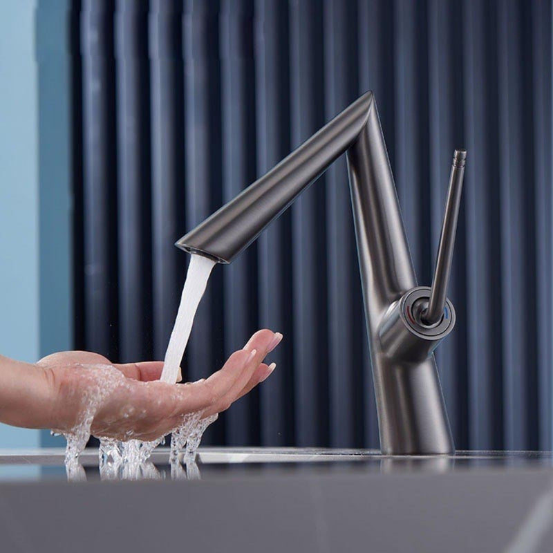 Grifo para lavamanos 27 cm Monomando pluma lavabo Gris mate de alta calidad