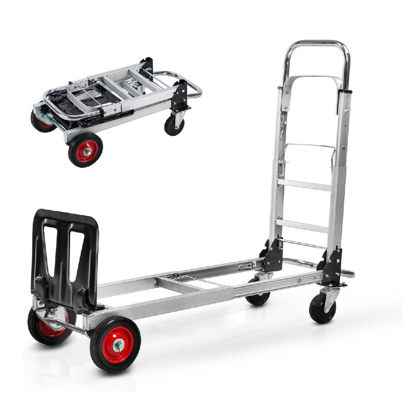 Carretilla Carrito de carga plegable convertible 2 en 1 ruedas de goma carga max. 150kg Acero y aluminio