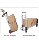 Carretilla Carrito de carga plegable convertible 2 en 1 ruedas de goma carga max. 150kg Acero y aluminio