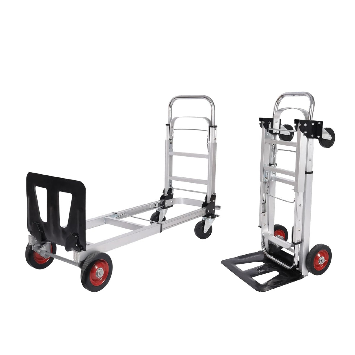 Carretilla Carrito de carga plegable convertible 2 en 1 ruedas de goma carga max. 150kg Acero y aluminio