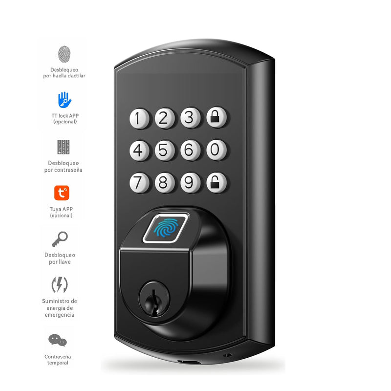 Cerradura Inteligente Digital Cerrojo Smart Lock 4 en 1 Huella Llave contraseña Bluetooth fácil de instalar
