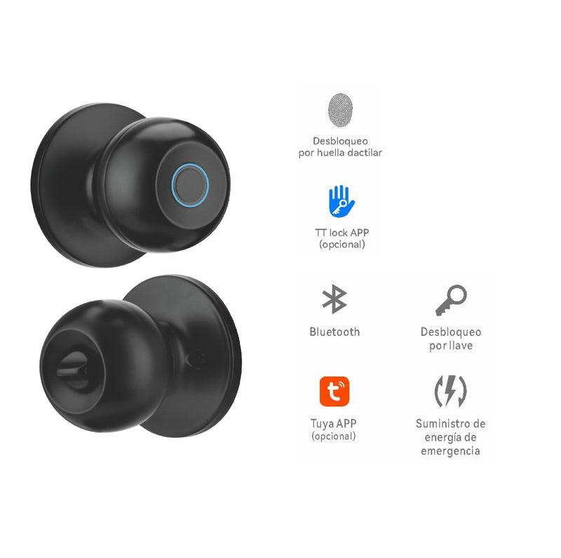 Cerradura Inteligente perilla pomo de puerta Cerrojo Smart Lock 4 en 1 Llave Huella llave Bluetooth Tuya app fácil de instalar