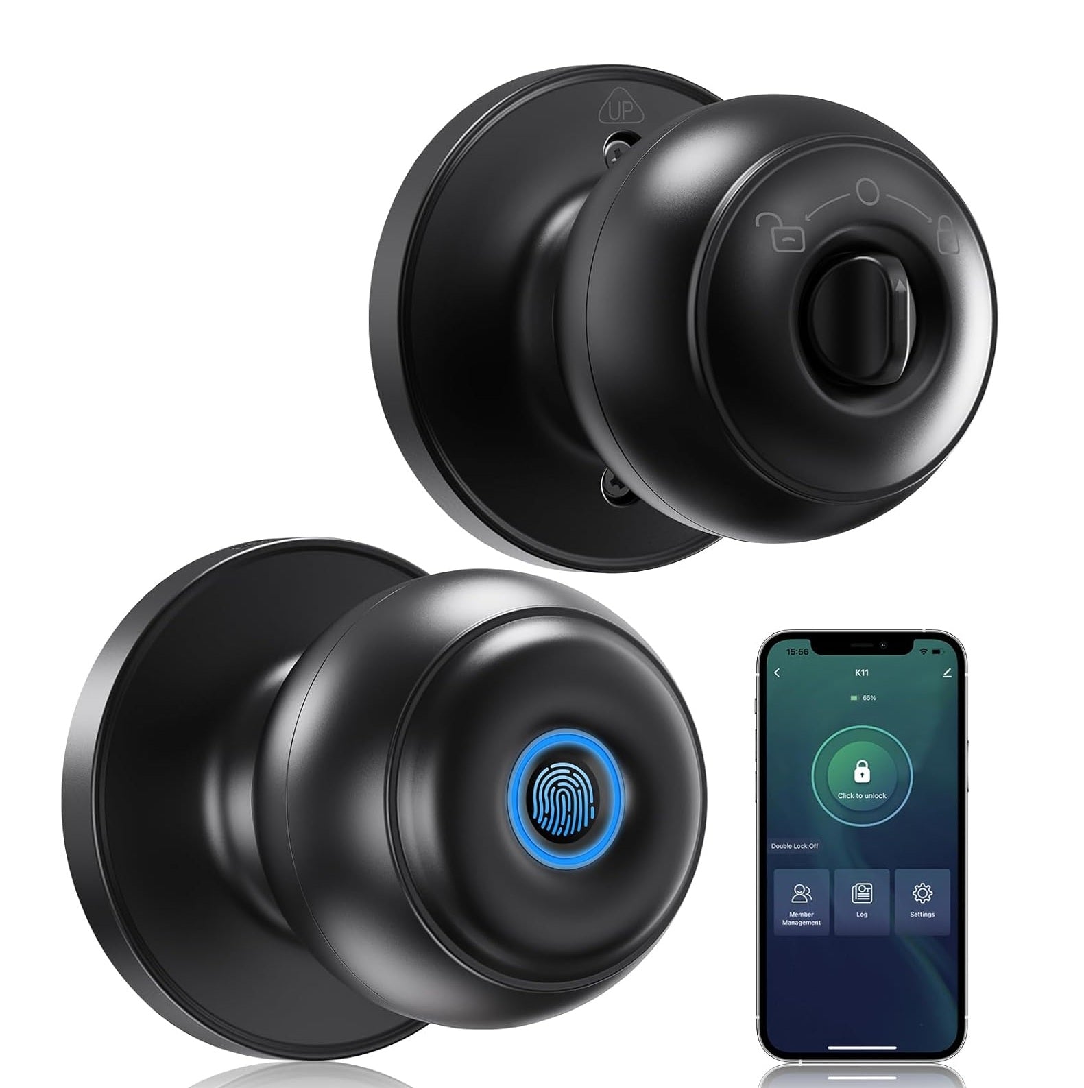 Cerradura Inteligente perilla pomo de puerta Cerrojo Smart Lock 4 en 1 Llave Huella llave Bluetooth Tuya app fácil de instalar