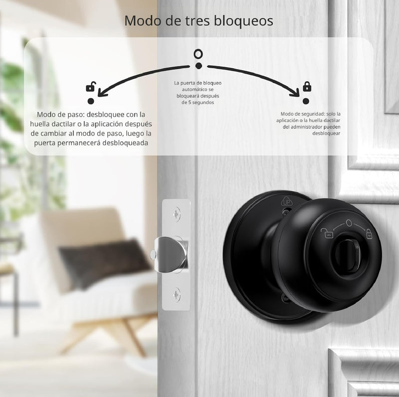 Cerradura Inteligente perilla pomo de puerta Cerrojo Smart Lock 4 en 1 Llave Huella llave Bluetooth Tuya app fácil de instalar