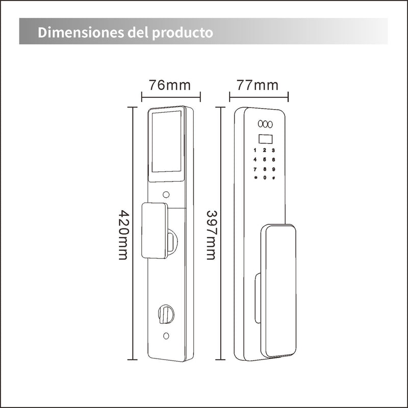 Cerradura de puerta inteligente con reconocimiento facial 3D Smart Lock de seguridad 7 en 1 Video Huella contraseña app wifi fácil de instalar
