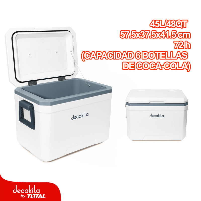 Cooler Portátil 45 L / 48 QT Tiempo en frío: 72hrs.  57.5 x 37.5 x 41.5 cm, Ideal para 33 botellas de Coca-Cola de 550 ml Hielera