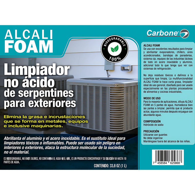 Limpiador no ácido de serpentines y bobinas de aires acondicionados. abrillantador de aluminio y acero inoxidable. 33.8oz (1L)