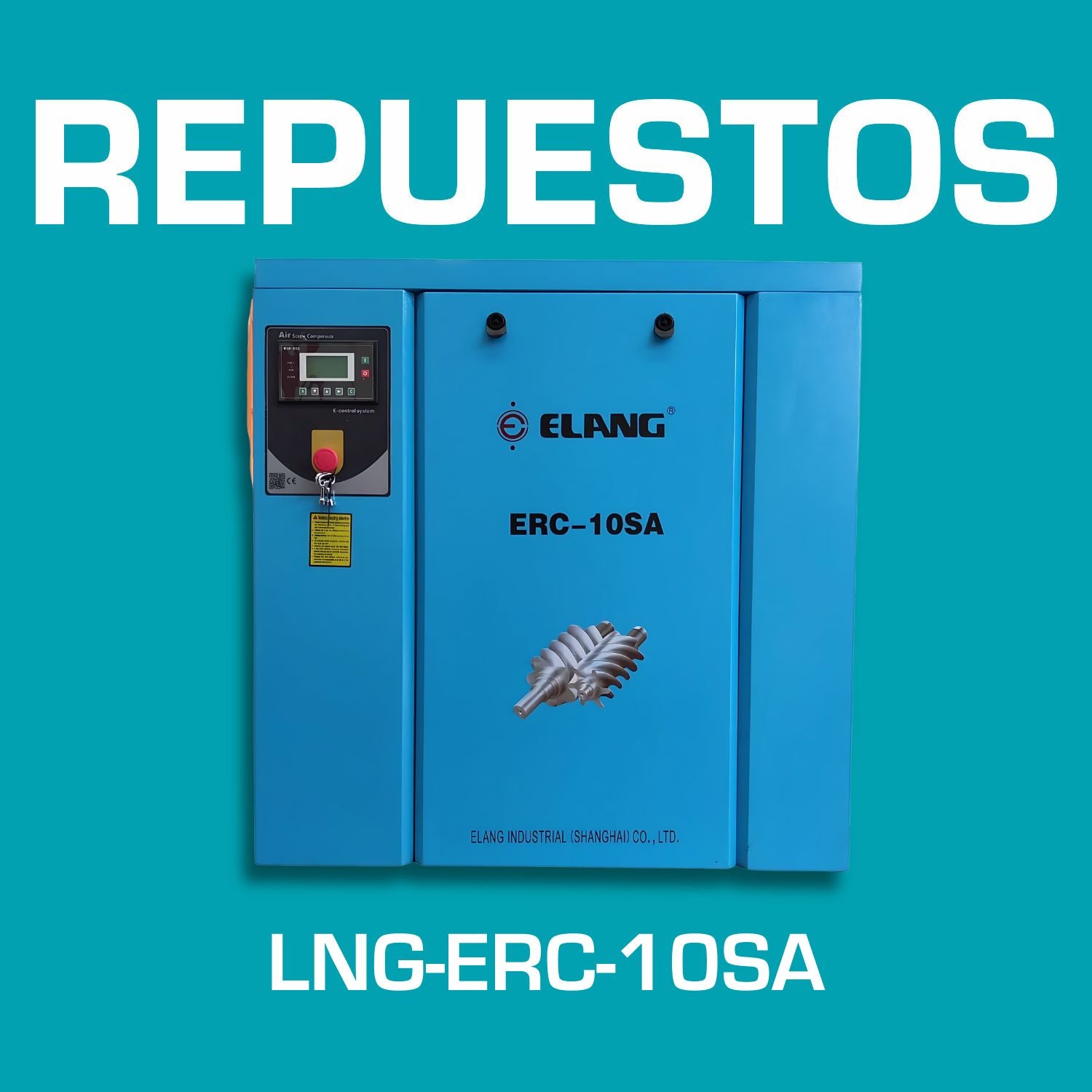 Repuestos para Compresor de aire de tornillo rotativo doble 7.5 kW, 10 hp, 7 presión bar, enfriamiento por aire. Código LNG-ERC-10SA