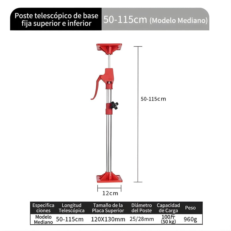 Barra Soporte sostenedor de montaje para placas de Drywall Gypsum Yeso 50–115 cm para Carpintería y Montaje, Carga 50-70kg