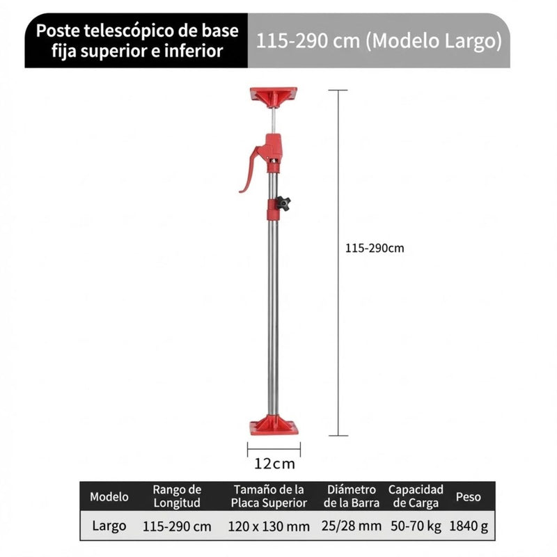 Barra Soporte sostenedor de montaje para placas de Drywall Gypsum Yeso 115–290 cm para Carpintería y Montaje, Carga 50-70kg