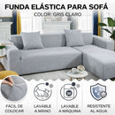 Fundas Elásticas Para Sofás. Cubiertas Protectoras Para Sillones De Jacquard Suave. Color Gris Claro.