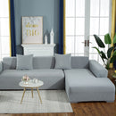 Fundas Elásticas Para Sofás. Cubiertas Protectoras Para Sillones De Jacquard Suave. Color Gris Claro.