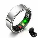Anillo Inteligente Unisex Multisensor Monitor Ritmo Cardíaco Sueño Oxígeno Temperatura Impermeable 5ATM. Smart ring Plateado. Compatible con Android Y Apple.