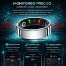 Anillo Inteligente Unisex Multisensor Monitor Ritmo Cardíaco Sueño Oxígeno Temperatura Impermeable 5ATM. Smart ring Plateado. Compatible con Android Y Apple.