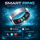 Anillo Inteligente Unisex Multisensor Monitor Ritmo Cardíaco Sueño Oxígeno Temperatura Impermeable 5ATM. Smart ring Plateado. Compatible con Android Y Apple.