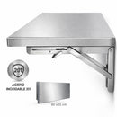 Repisa Mesa  Plegable de Pared en Acero Inoxidable 201. Estante Abatible 80x35cm. Soporte Resistente Anticorrosión para Cocina,Lavandería,Taller.