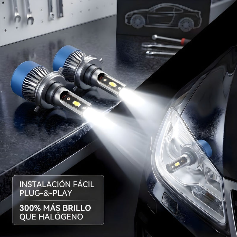Bombillos LED Automotrices de Alta Potencia Luces LED H4 Para Auto. Repuesto De Focos Para Auto. Bombillo Para Faro Delantero. Luz Blanca. Plug & Play.  ( se vende por unidad) No par