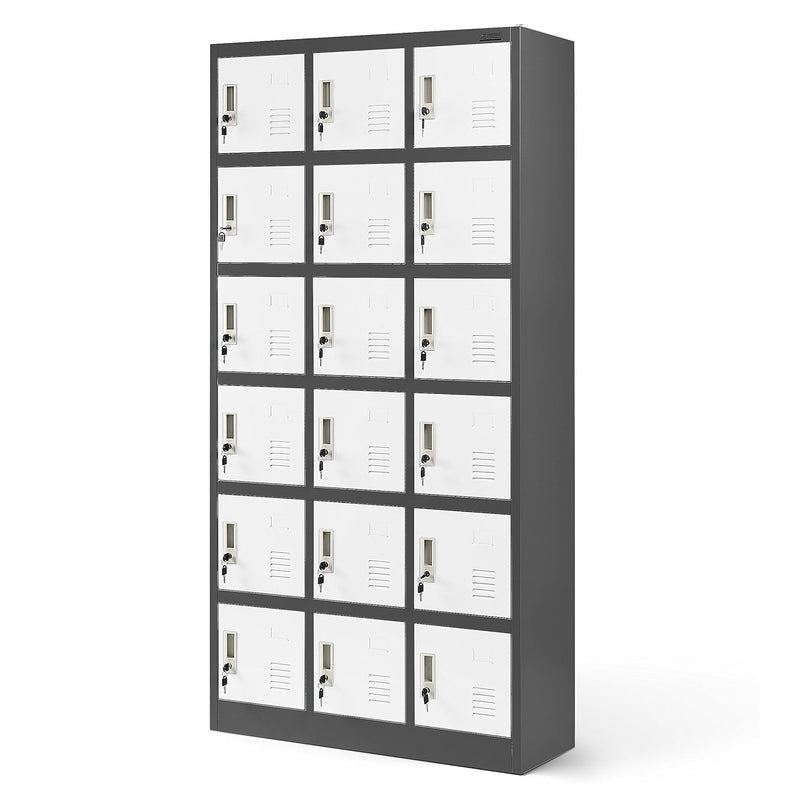 Locker Casilleros metálicos de 18 casillas 6 niveles con cerradura de llave 1850x900x450mm