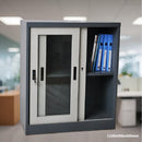 Gabinete armado estructura plegable dos repisas con puerta corredera de vidrio 1100X900X400mm