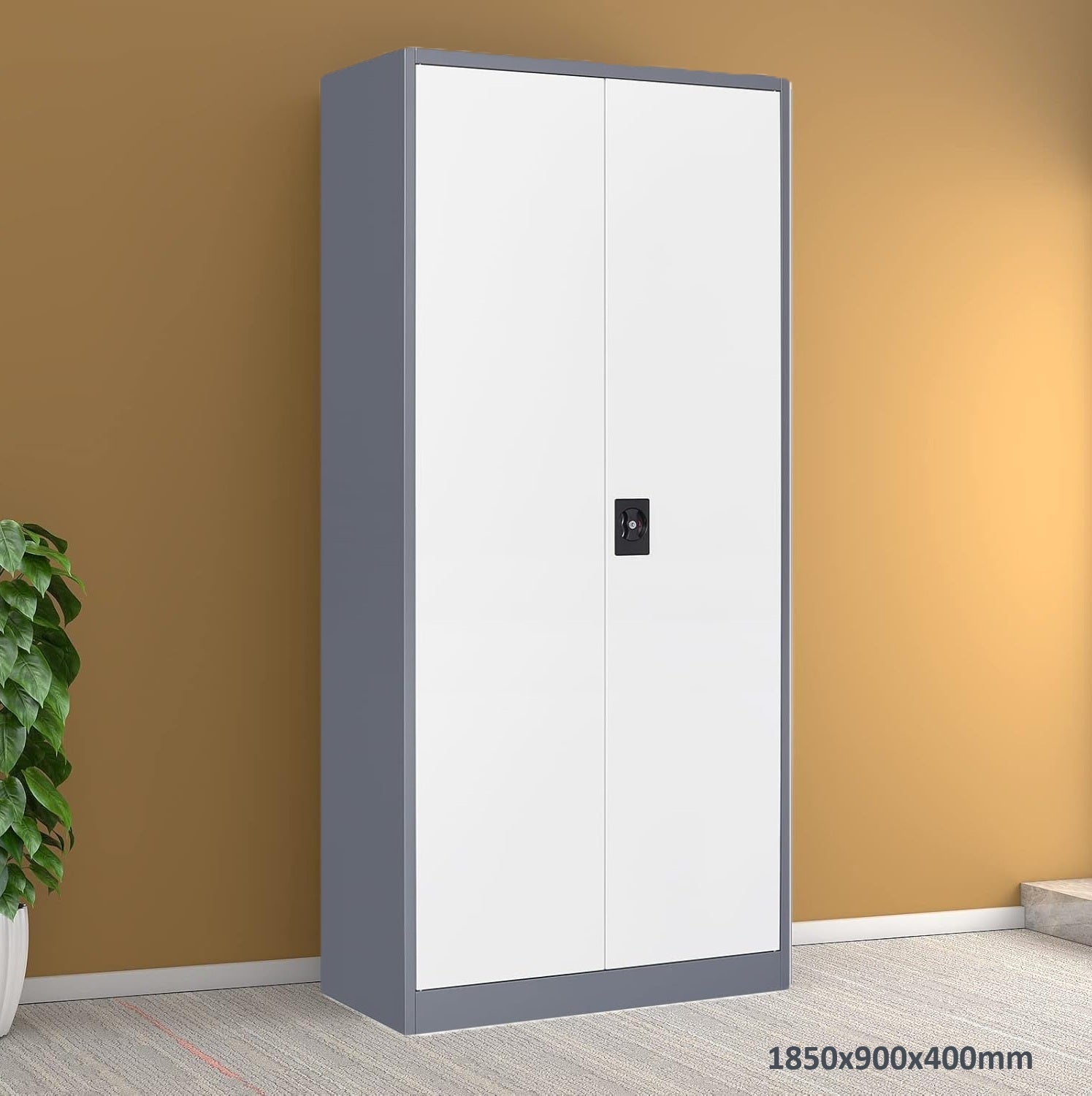 Mueble metalico Gabinete armado estructura plegable con 4 estantes ajustables y cierre multipunto 1850x900x400mm