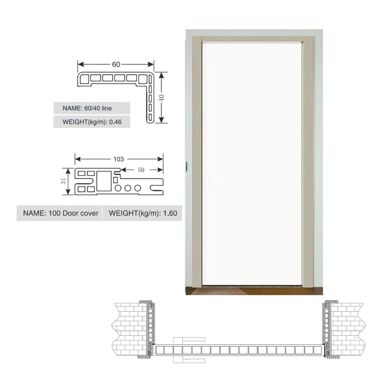 Repuesto de Marco y jamba para puertas WPC color BEIGE CREMA marco completo NO INCLUYE HOJA NI HERRAJES