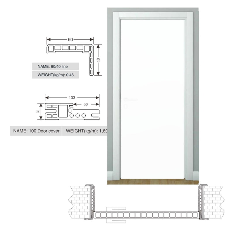 Repuesto de Marco y jamba para puertas WPC color BLANCA marco completo NO INCLUYE HOJA NI HERRAJES